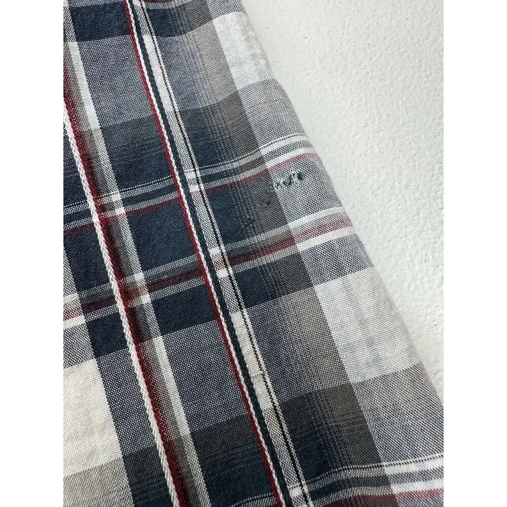Used BKE Men's Slim Fit Western Pearl Snap Shirt Plaid Large Cotton